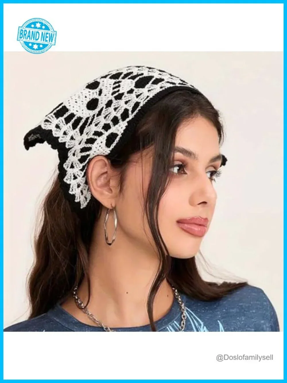 Black Skull Headbands Crochet Bandanas Hair Accessories Set of 2
